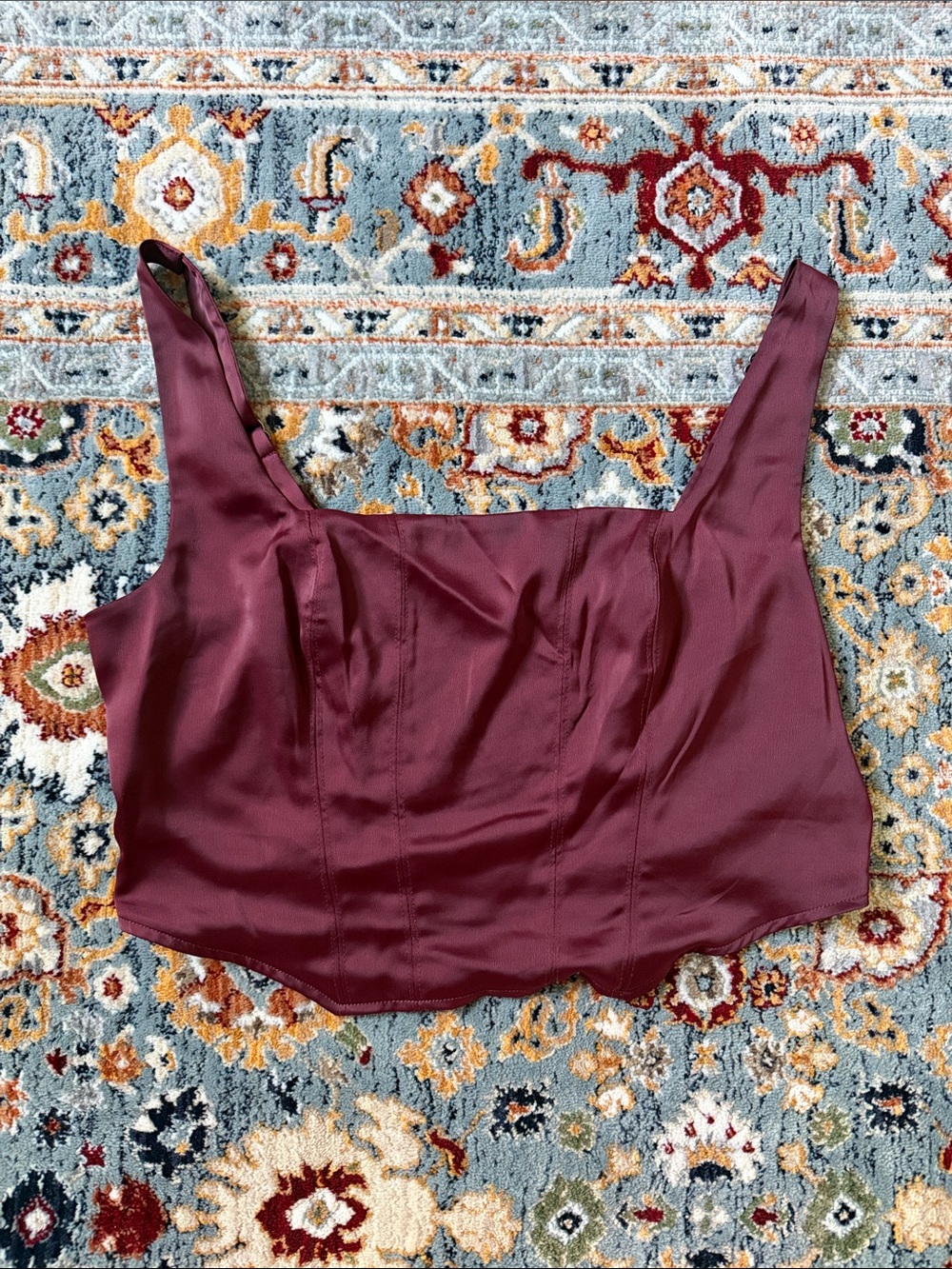 Maroon Silk Corset Top